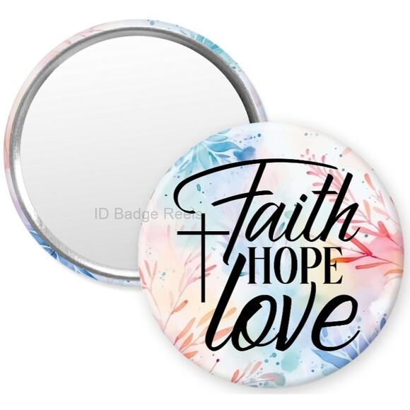 Faith Hope Love 25" Pocket Compact Hand Mirror * Christian * 3/$15 - Picture 1 of 3